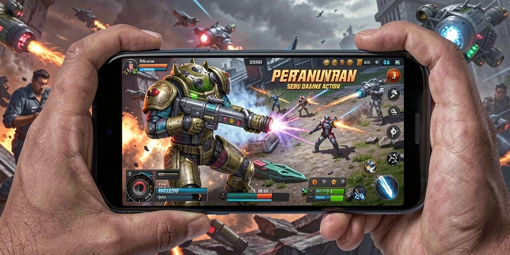 Screeenshot DS99 menampilkan pertarungan aksi penuh adrenalin.