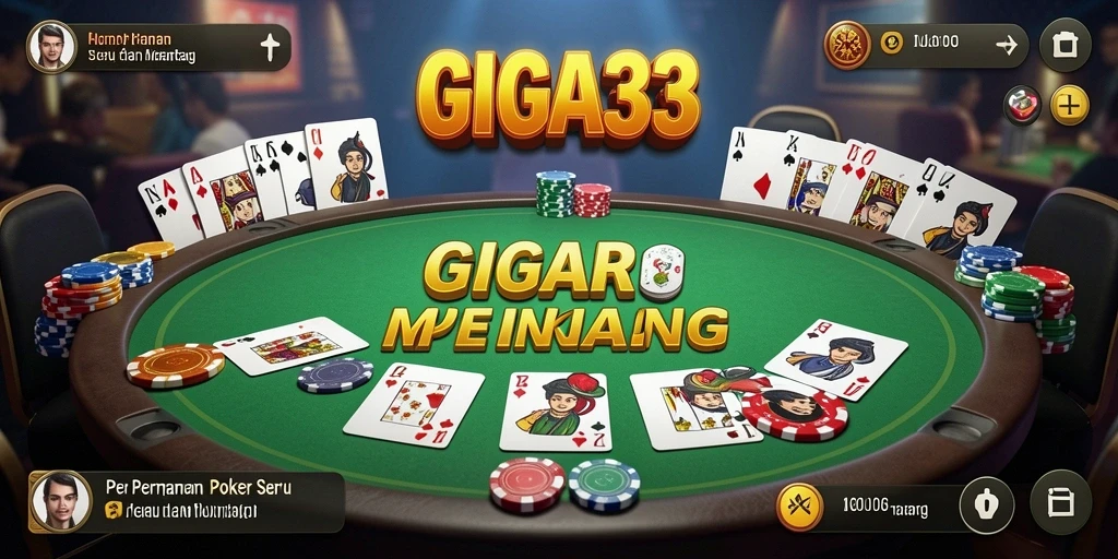 Screenshot GIGA33 menampilkan gameplay Poker yang seru.