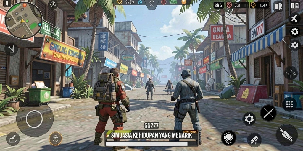 Screenshot gameplay GN777 menampilkan interaksi karakter yang mendetail.
