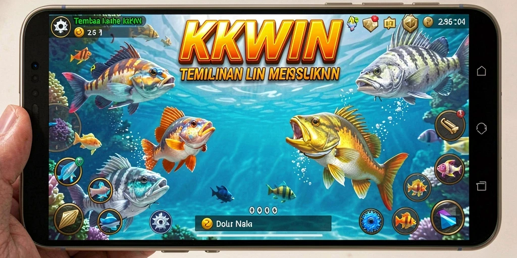 Tampilan gameplay seru dalam KKWIN saat menembak ikan.