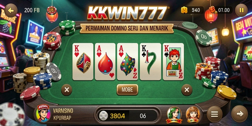 Screenshot gameplay KKWIN777 yang menampilkan aksi seru permainan Domino.