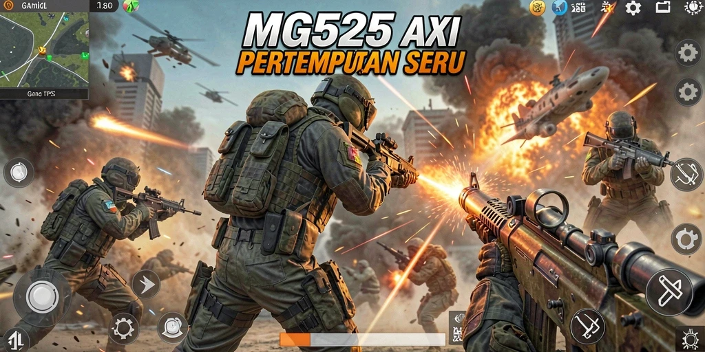 Screenshot dari gameplay MG525 menampilkan aksi seru di medan perang.