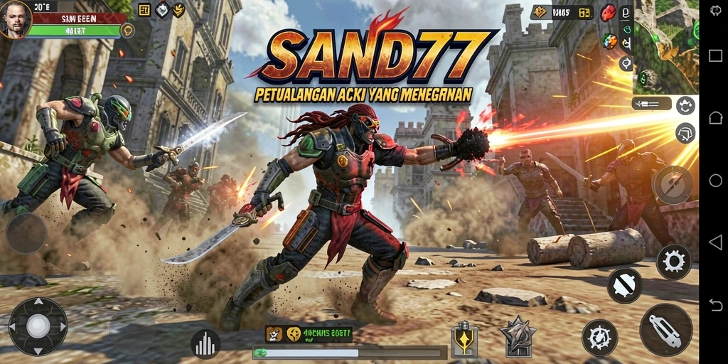 Tampilan gameplay SAND77 yang menegangkan dan seru.