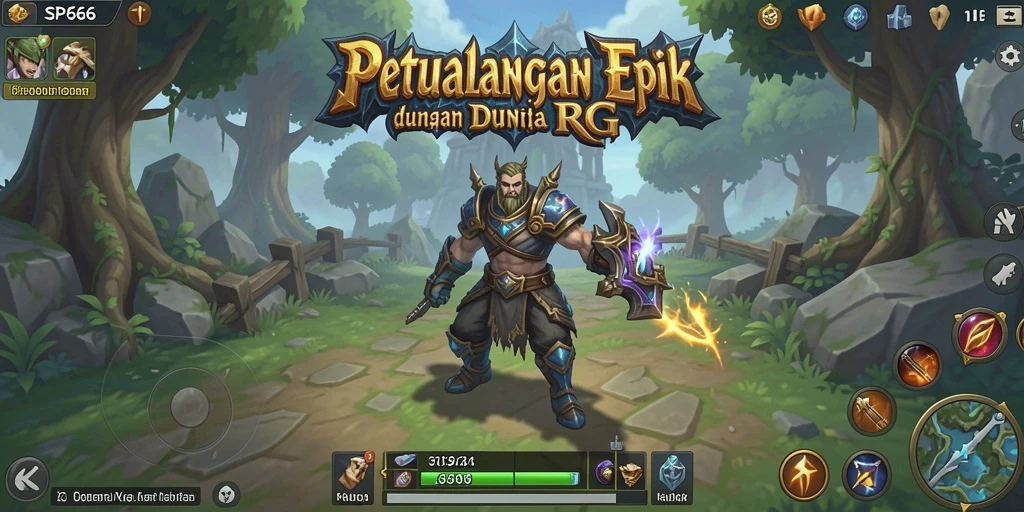 Gameplay SP666 menampilkan pertarungan seru antara karakter dan monster dalam dunia yang luas.