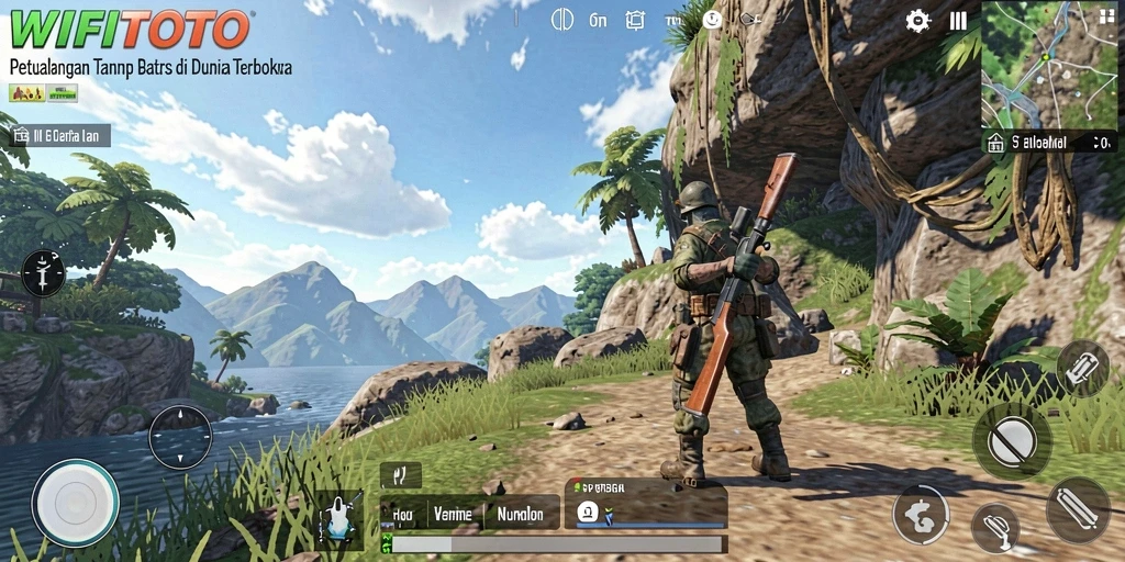Gameplay WIFITOTO yang menampilkan petualangan di dunia terbuka.